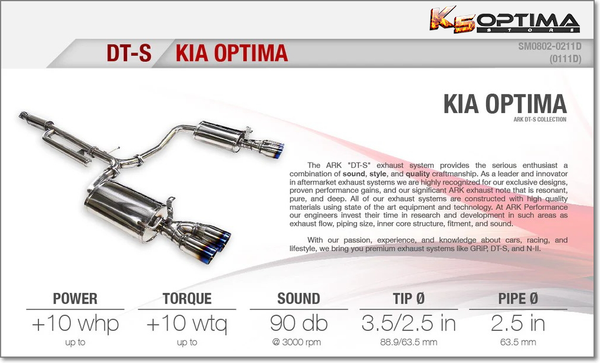 2011-2015 Kia Optima - Ark Performance DT-S Exhaust System