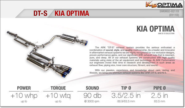 2011-2015 Kia Optima - DT-S Exhaust system from Ark Performance