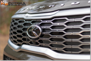 Black and chrome k logo emblems