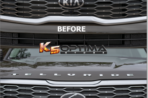 Kia aftermarket emblems before and after