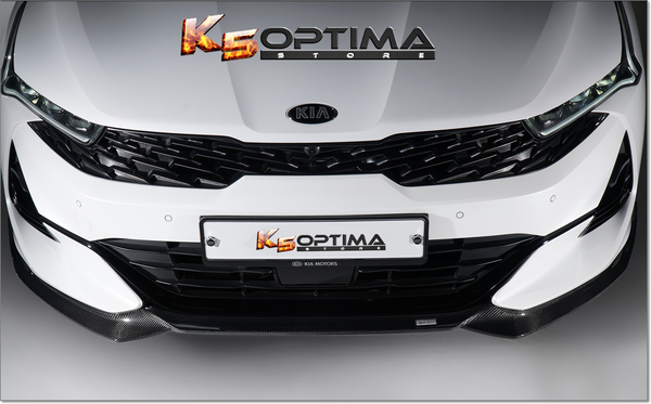 thumbnail image 2 of Carbon Fiber Look Front Bumper Lip Splitter For KIA K5 2021-2024 – 4-Piece Chin Spoiler Kit 2 of 3