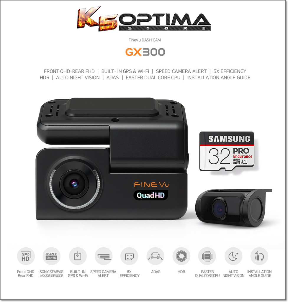 UNAVI GX300 2-Channel Front & Rear QHD 2K Dashcam – K5 Optima Store